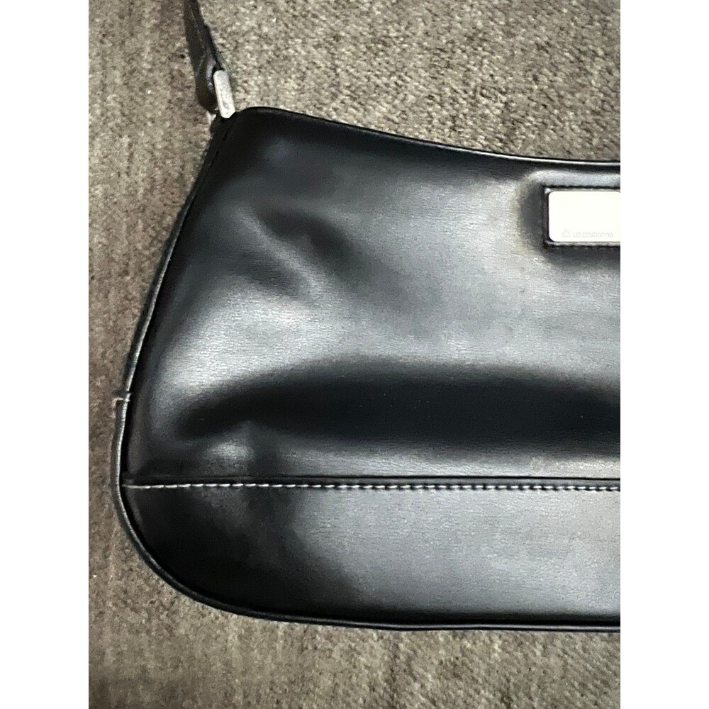 Vintage Liz Claiborne Black Baguette Shoulder Bag Y2K Minimalist Purse - Picture 3 of 12